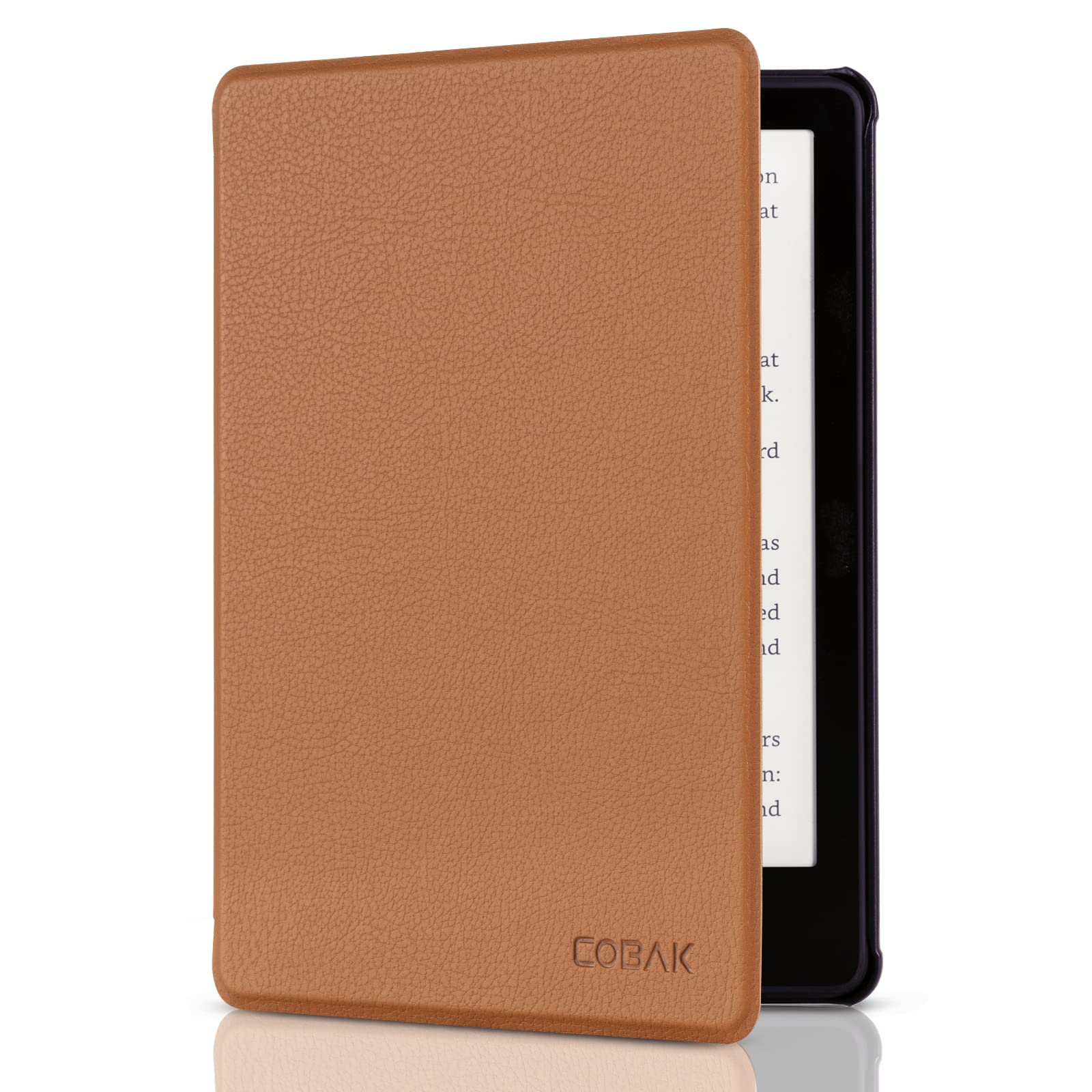 CoBak Case for All New 6 Inch E-Reader 2024 and 2022 (11 Generation) - PU Leather Smart Cover, Auto Sleep and Wake,Lychee Brown