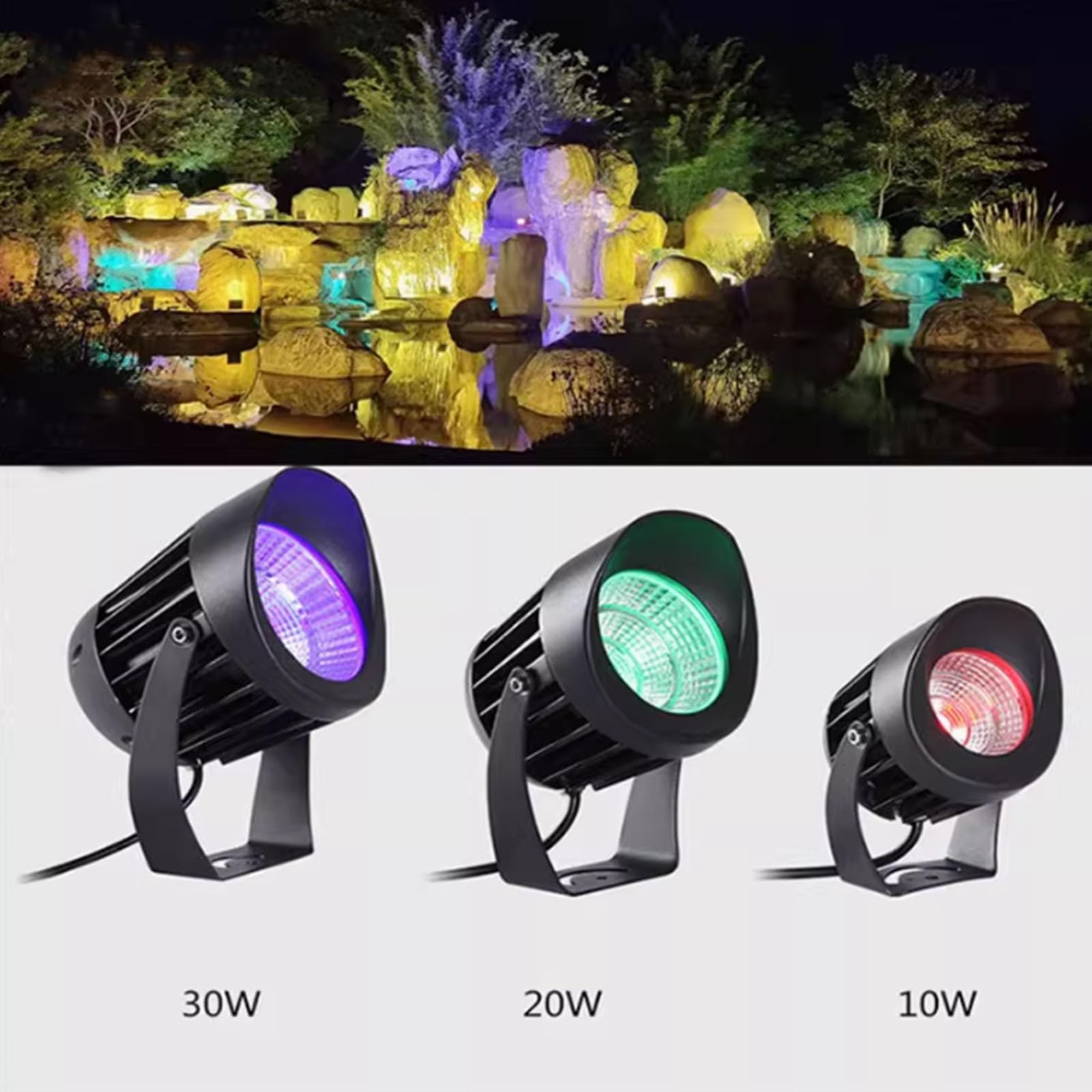Focos Suelo Led Exterior - Foco De Exterior COB, Luz De Árbol Impermeable IP65, Foco LED De Ángulo Ajustable, Proyector LED Para Paisaje De Jardín Y Césped, Iluminación De Pared Exterior(Red,30W(220V)