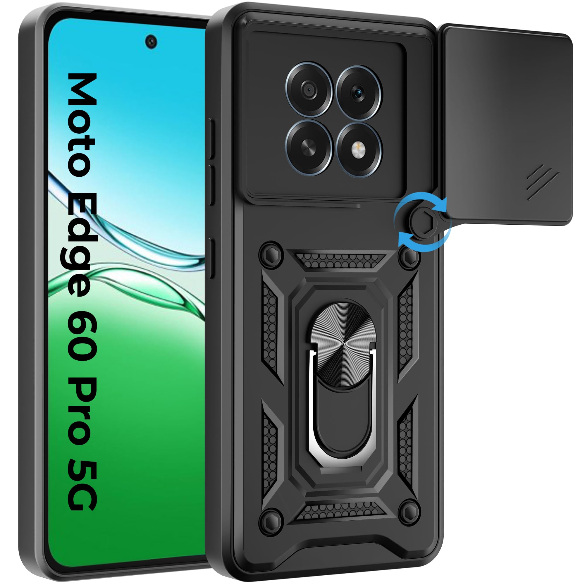 A rtistque Armor Bumper Back Cover Case for Samsung Galaxy S24 Ultra 5G | Ring Holder Stand | Sliding Camera Protection | Shockproof Rugged Design | Samsung S24 Ultra Back Cover - Black — Amazon image 10