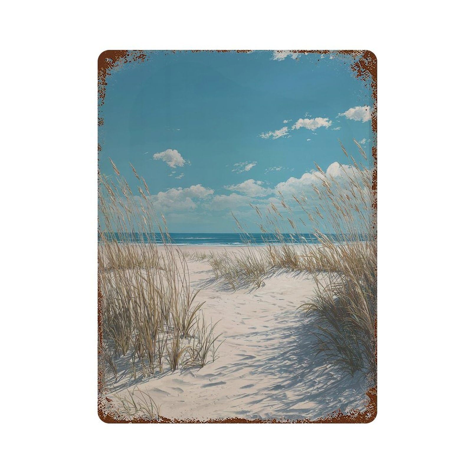 xiaoxiaoshen Beach Landscape. Realistic Coastal Wall Decor Art Metal Tin Poster Modern Home Decor Art Home Bar Shop Decorations Vintage Sign 40x30cm
