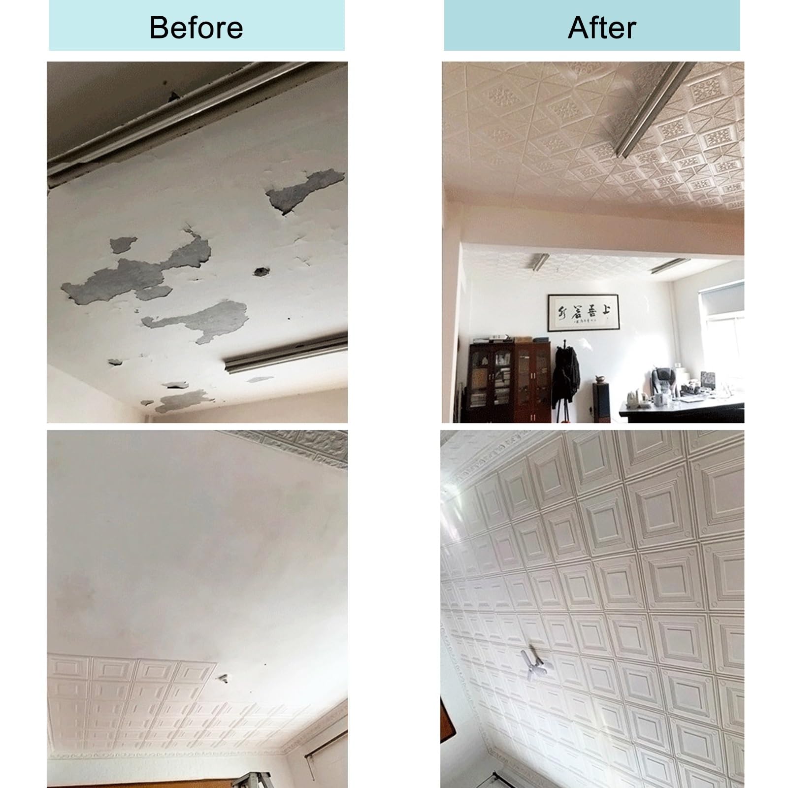 Este Adhesivo de Pared 3D de Espuma Autoadhesivo, Revestimiento Decorativo geométrico para techos de garajes, dormitorios y Tiendas, es un versátil Papel Tapiz para Paredes y techos.