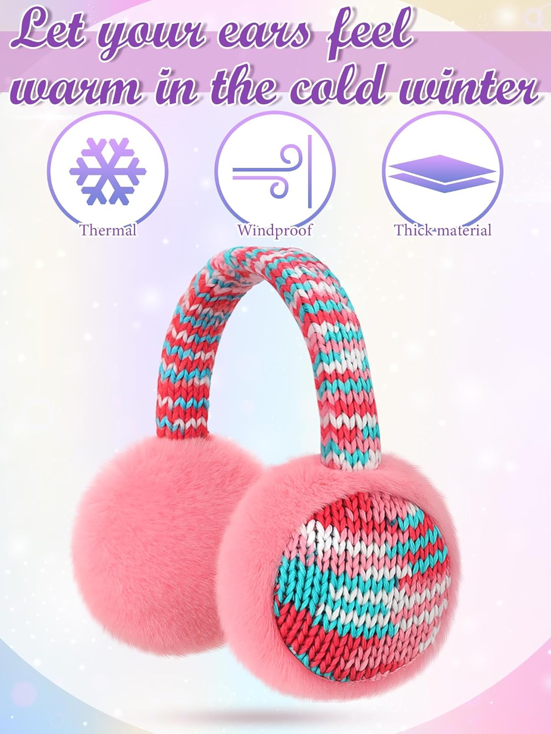 3 Pcs Winter Earmuffs for Kids Outdoor Warm Furry Knitted Ear Warmers Soft Plush Comfortable for Boys Girls - Image 5