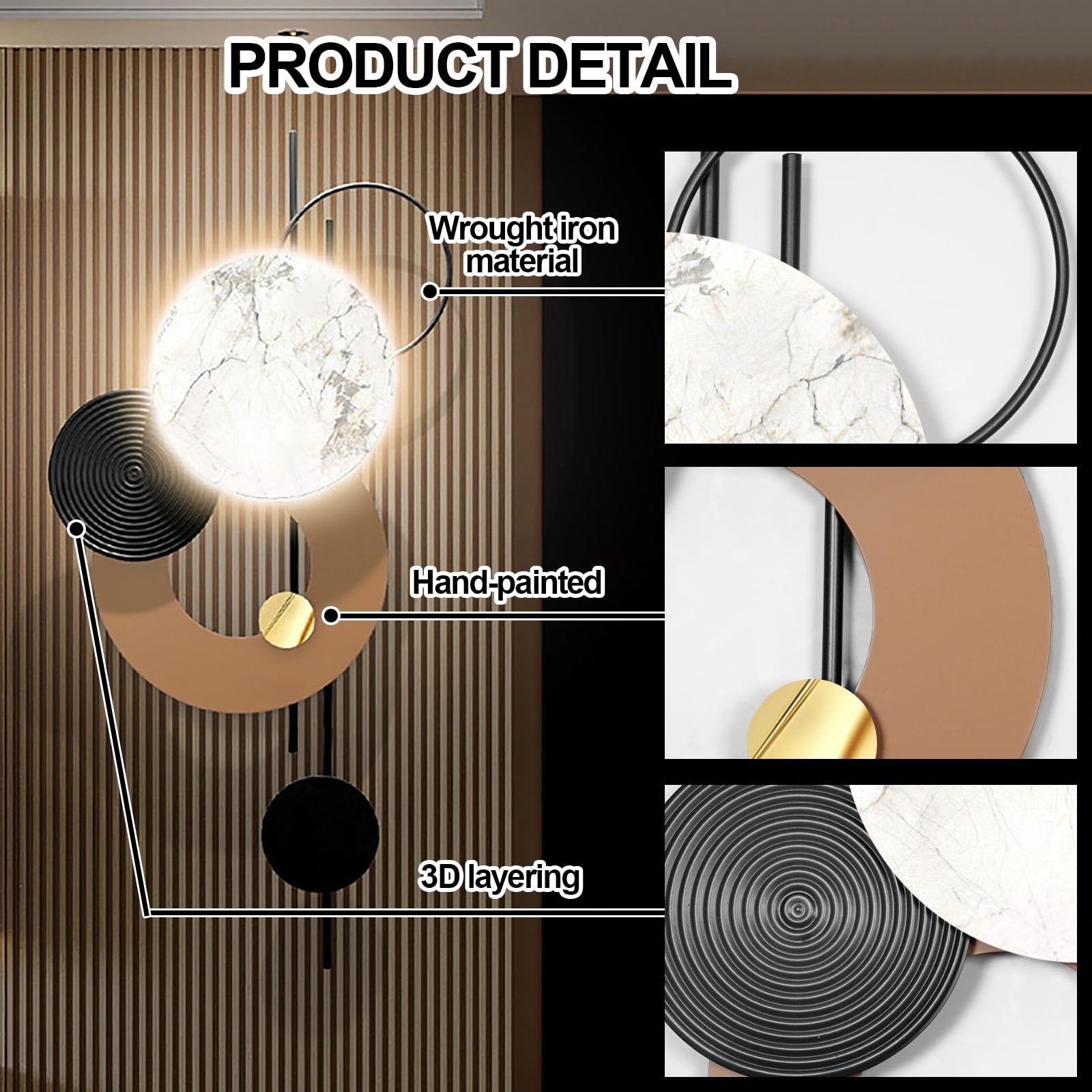 Grande decorazione artistica da parete a LED in metallo 3D, scultura da parete, scultura da appendere, decorazione moderna da parete per soggiorno, corridoio, ingresso