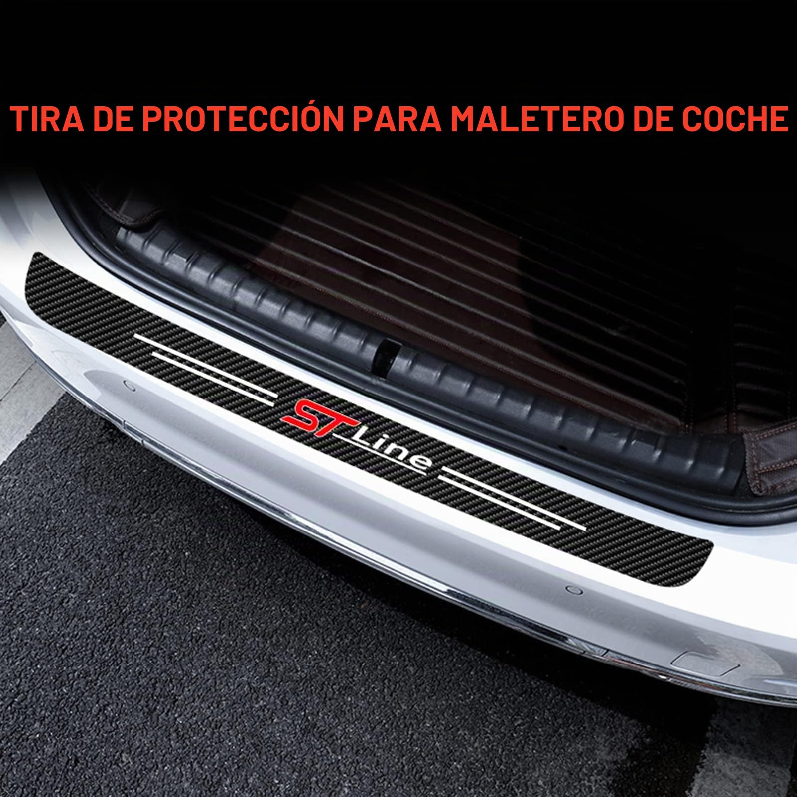 Protector Umbral de Maletero de Fibra de Carbono para Fo-rd Kuga 3 MK3 ST-Line 2020-2024 2025, Autoadhesivo y Duradero Protección de Parachoques Antiarañazos para La Tapa del Maletero