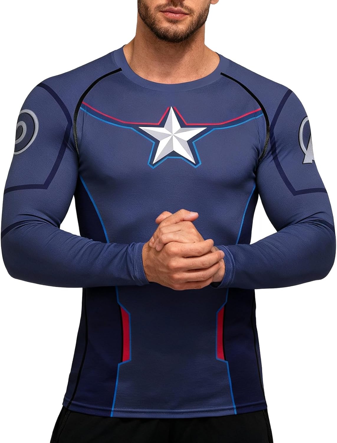 Red Plume Men's Compression Quickly Dry Sports Shirts Athletic Long Sleeve Elastic Blouses Running Workout Tops - Image 2