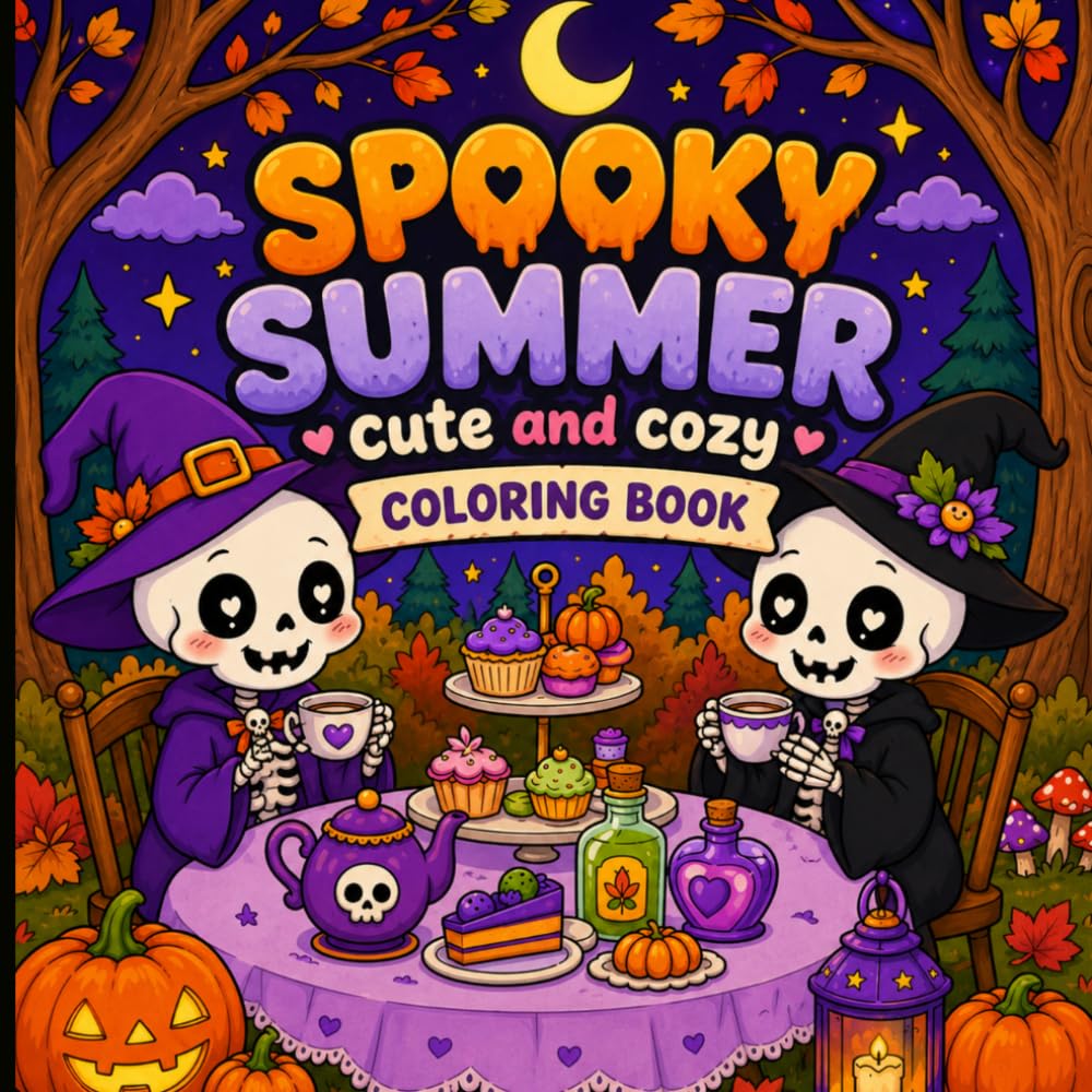 Cute and Cozy Spooky Summer Coloring Book: Featuring Enchanting Characters, Sunny Adventures, and Magical Coloring Fun.