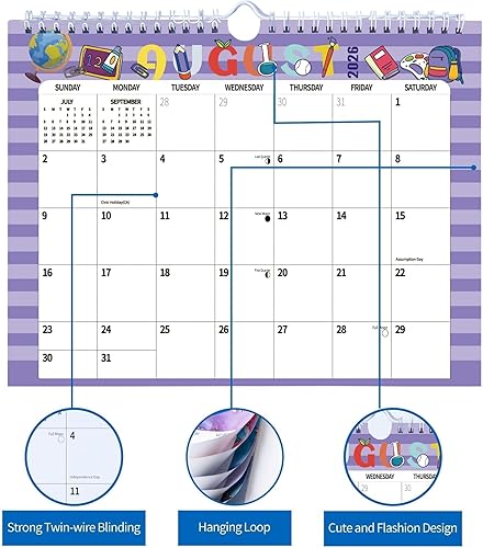 Miniatura 5 de Calendario de pared 2026, calendario en espiral colgante, papel de pared de noviembre de 2025 a diciembre de 2026, grosor de 11 x 8.5 pulgadas,