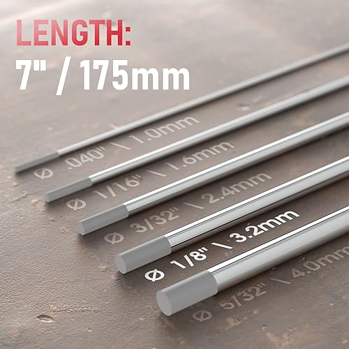Miniatura 148 de YESWELDER - Electrodo de tungsteno para soldadura TIG, ceriado al 2%, de 1/16 x 7 pulgadas (gris, WC20/EWCe-2), paquete de 10