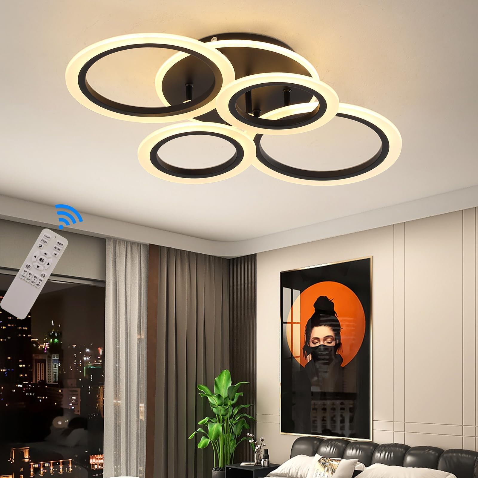 MOUNM Moderne LED Deckenleuchte, Dimmbar Blütenblatt Kreative LED