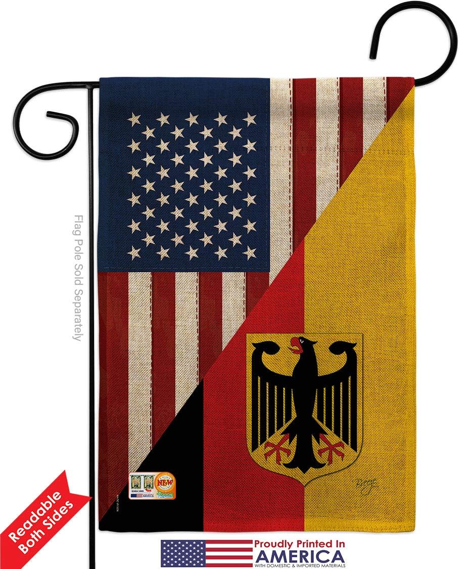 US German Friendship Burlap Garden Flags Pack Regional USA American Alliance World Country Particular Area Applique Small Decorative Gift Yard House Banner Double-Sided Made In 13 X 18.5