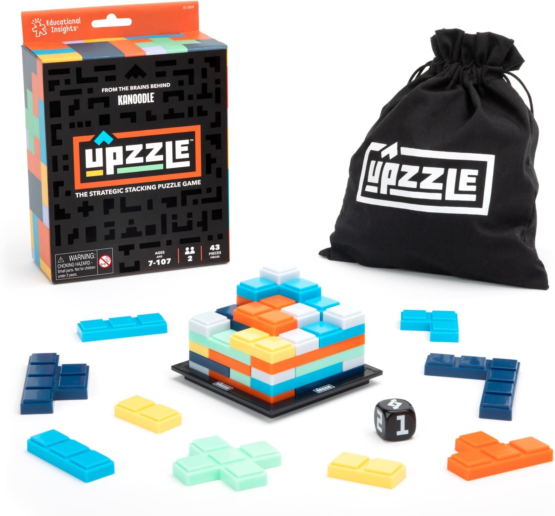 Learning Resources Upzzle Strategic Stacking Puzzle Game, Ages 7+, Brain Teaser for Kids, Logic & Problem Solving Travel Game for 2 Players
