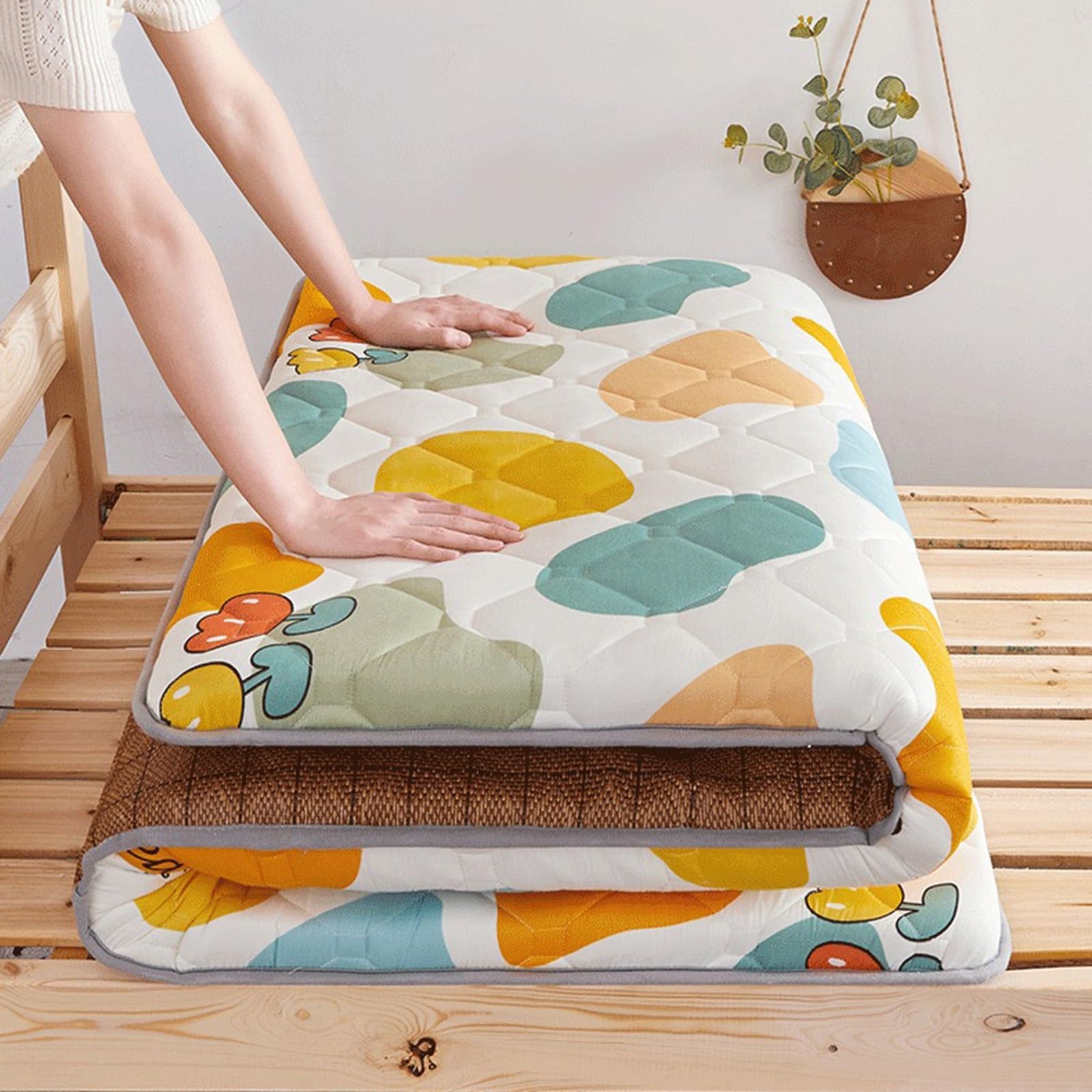 Japanische Futon-Matratze, Rattan-Matte Für Zwei Zwecke, Aufrollbare Matratze, Tatami-Matte, Tragbare Und Faltbare Camping-Matratze, Matratze Für Studentenwohnheime (Color : A, Size : 120x200cm)