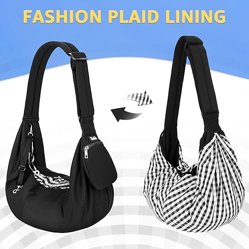 Miniatura 8 de Lukovee Eslinga para mascotas, mano libre, correa acolchada ajustable, bolsa de mano con cinturón de seguridad con bolsillo frontal, para llevar