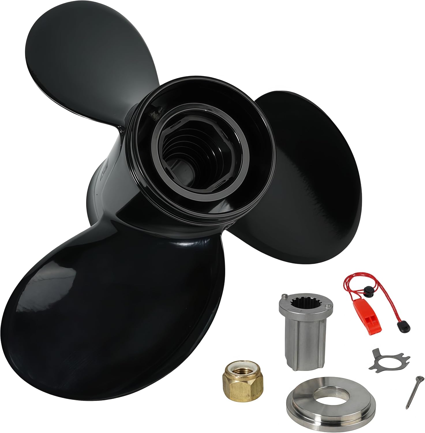 13 3/4x15 Propeller for Mercury Engines 40HP-140Hp 48-77342A45 Aluminum Outboard Props,15 Spline Tooth,Pressed in Rubber Hub,RH（13 3/4x15）