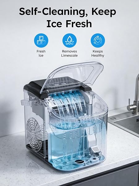 Mojgar Commercial Ice Maker Machine, 100lbs/24H with 33lbs Ice Storage Under Counter Ice Machine, Stainless Steel Built-in Freestanding Ice Maker Self-Cleaning for Home Bar, Blue - 4