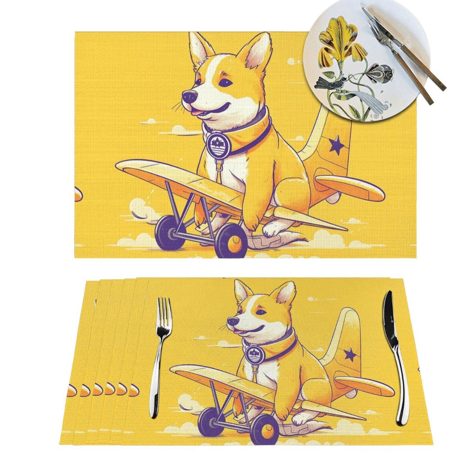 Sets de table tissés en PVC antidérapants lavables pour cuisine et table à manger, lot de 6