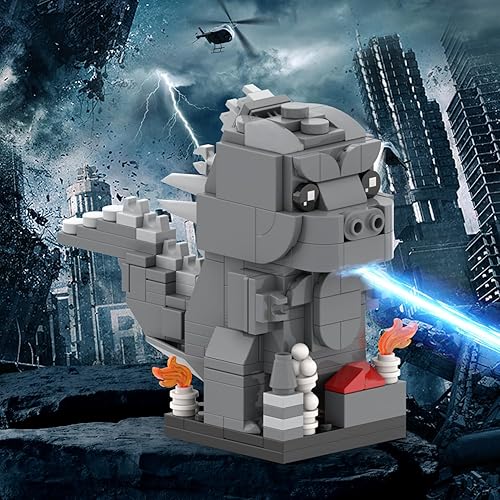 Miniatura 2 de -MOC Godzilla Brick Mini Headz - Juego de construcción de bloques de construcción lindos y creativos para niños, regalos para niños (213 piezas)