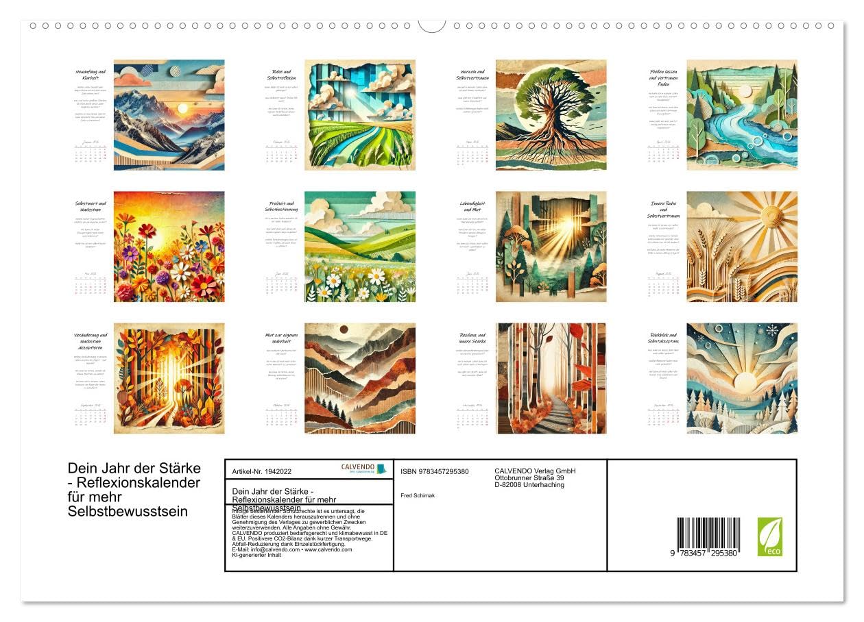 Dein Jahr der Stärke - Reflexionskalender für mehr Selbstbewusstsein (hochwertiger Premium Wandkalender 2026 DIN A2 quer), Kunstdruck in Hochglanz: In ... Natur-Collagen. (CALVENDO Gesundheit)