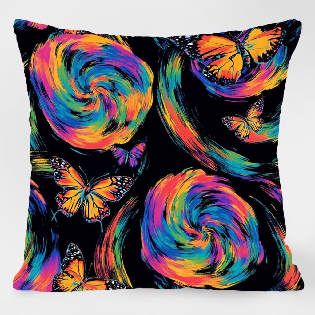 Poszewki na poduszki 61 x 61 cm, kwiatowe poduszki na zewnątrz wodoodporne kwadratowe poszewki na poduszki 4 sztuki, motyl dwustronny nadruk dekoracyjne poszewki na poduszki do dekoracji domu sofa