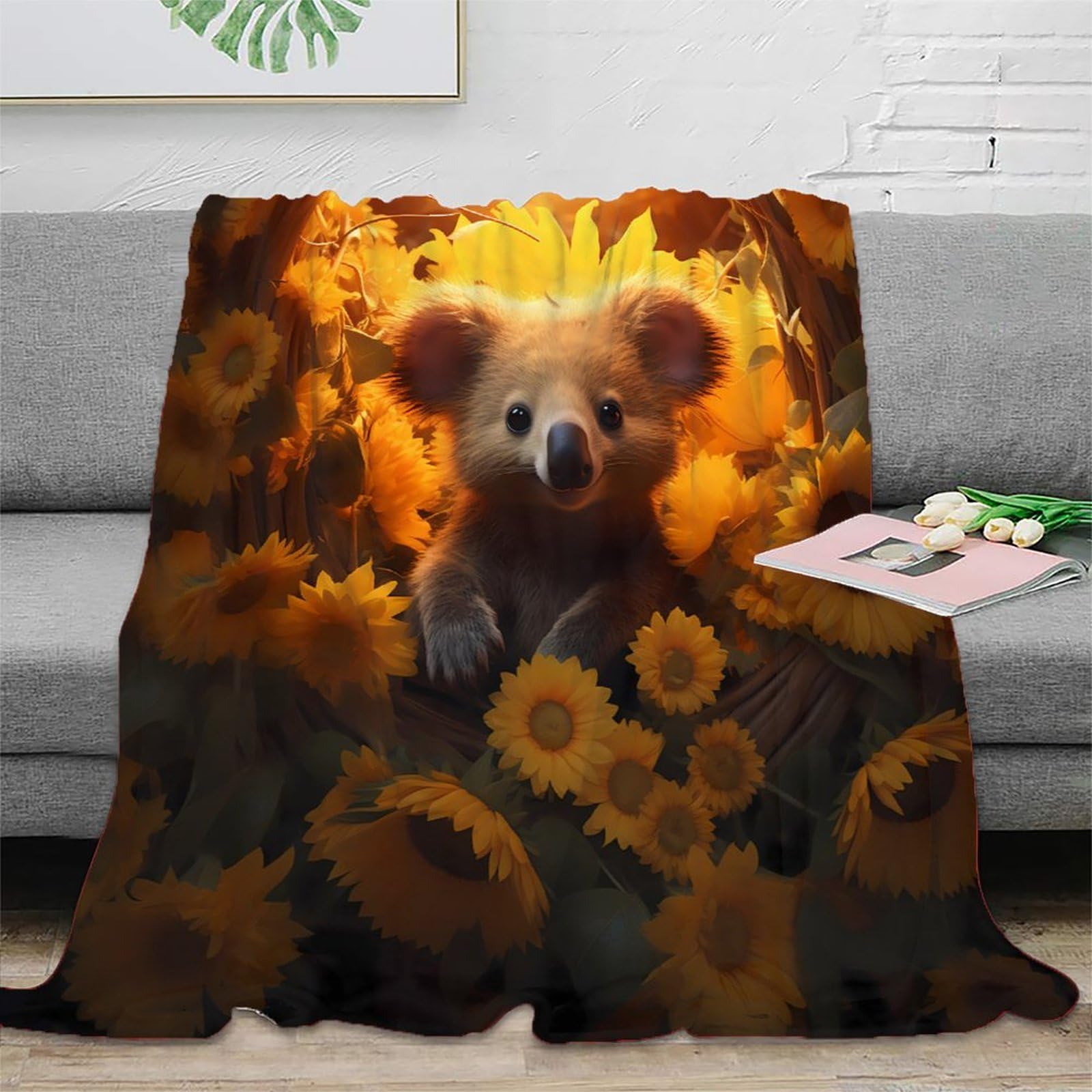 Couverture koala 3D en microfibre 150x200cm pour canapé et lit