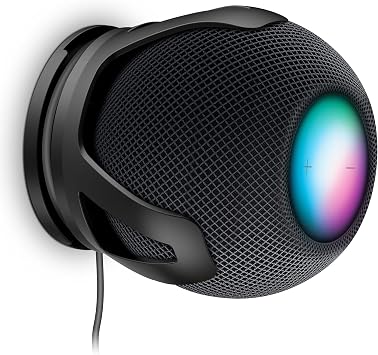 PlusAcc for HomePod Mini Wall Mount - Holder Mount Compatible with Homepod Mini, No Muffled Sound, with Cord Management, Space Saving Accessories for Home Pod Mini Black