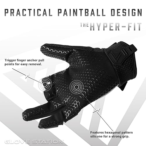 Miniatura 4 de Glove Station Hyper-Fit - Guantes tácticos de tiro y trabajo - Gris, Grande - Diseño de 2 dedos sin cubrir, equipo de paintball y airsoft para