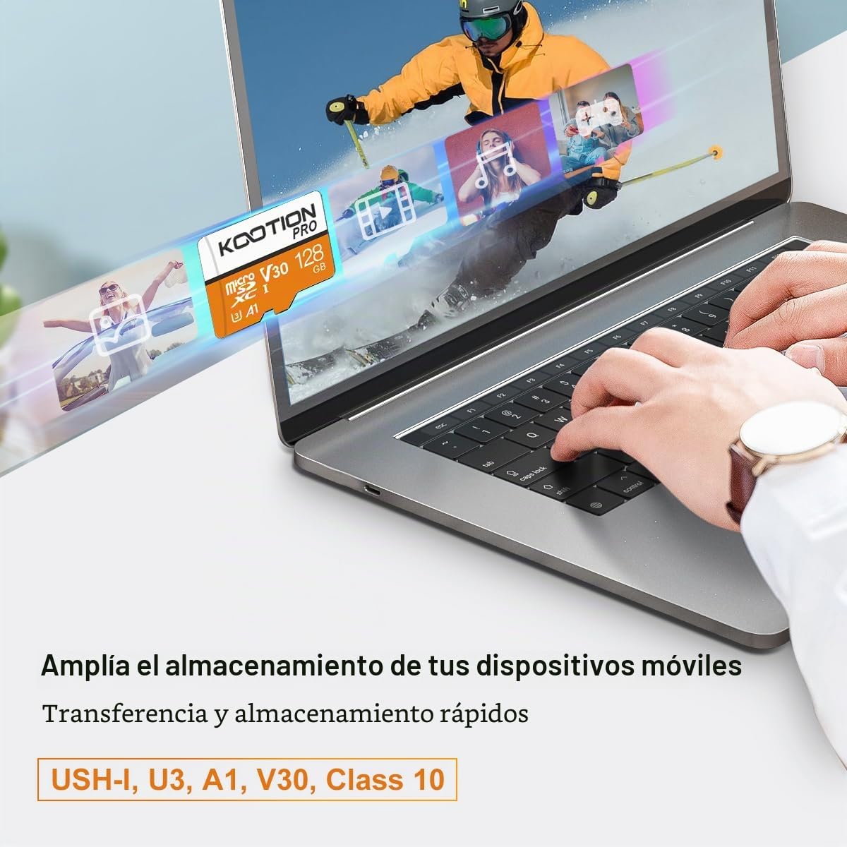 KOOTION Micro SD 128GB, Tarjeta Micro SD 128 GB hasta 90 MB/s Tarjeta SD Memory Card 128 Giga con Adaptador MicroSDXC (U3 y V30) Micro SD Card 128G 4K UHD para Telefonos/Cámara/Gopro