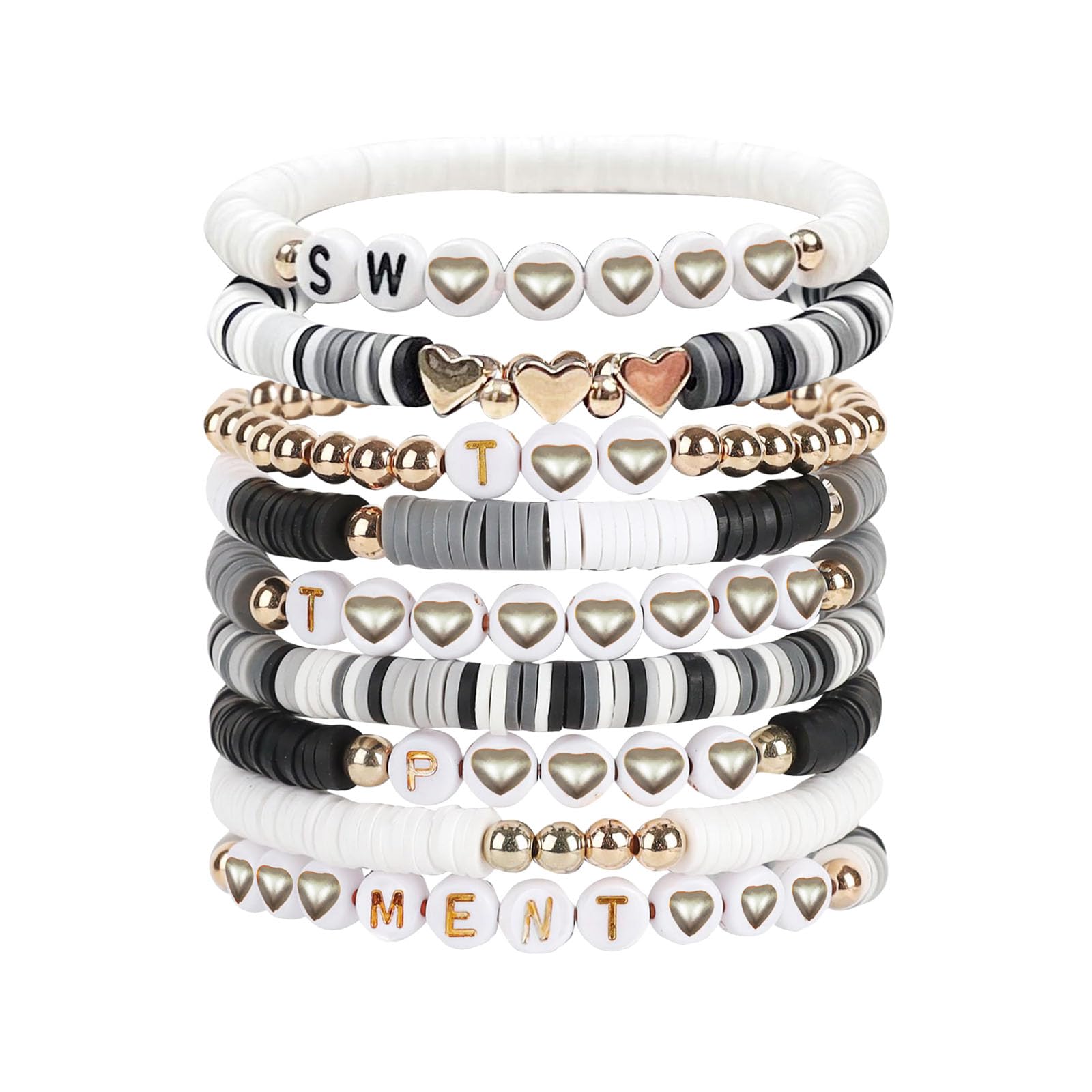 FUNTE9PCS Black Friendship Bracelets 9pcs Black Gray Friendship Bracelets 2024 Singer New Album Name Inspiration Bracelet For Music Fans And Friends Birthday Gift