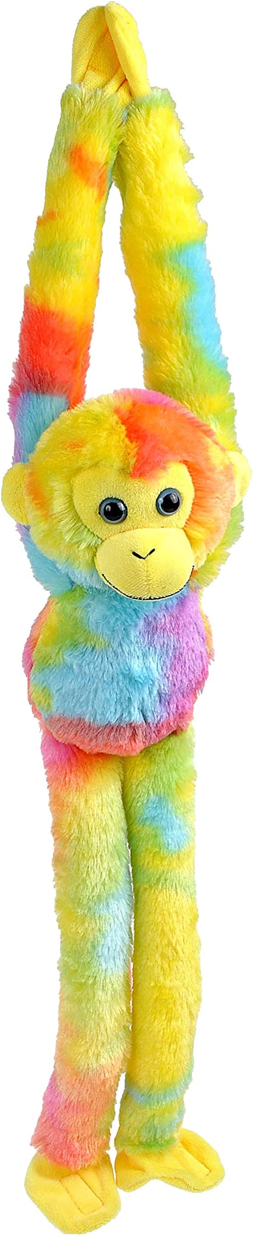 Wild Republic Hanging Monkey, Vibes Bright, Rainbow, Light and Sound, 22 inches, Gift for Kids, Plush Toy, Fill is Spun Recycled Water Bottles