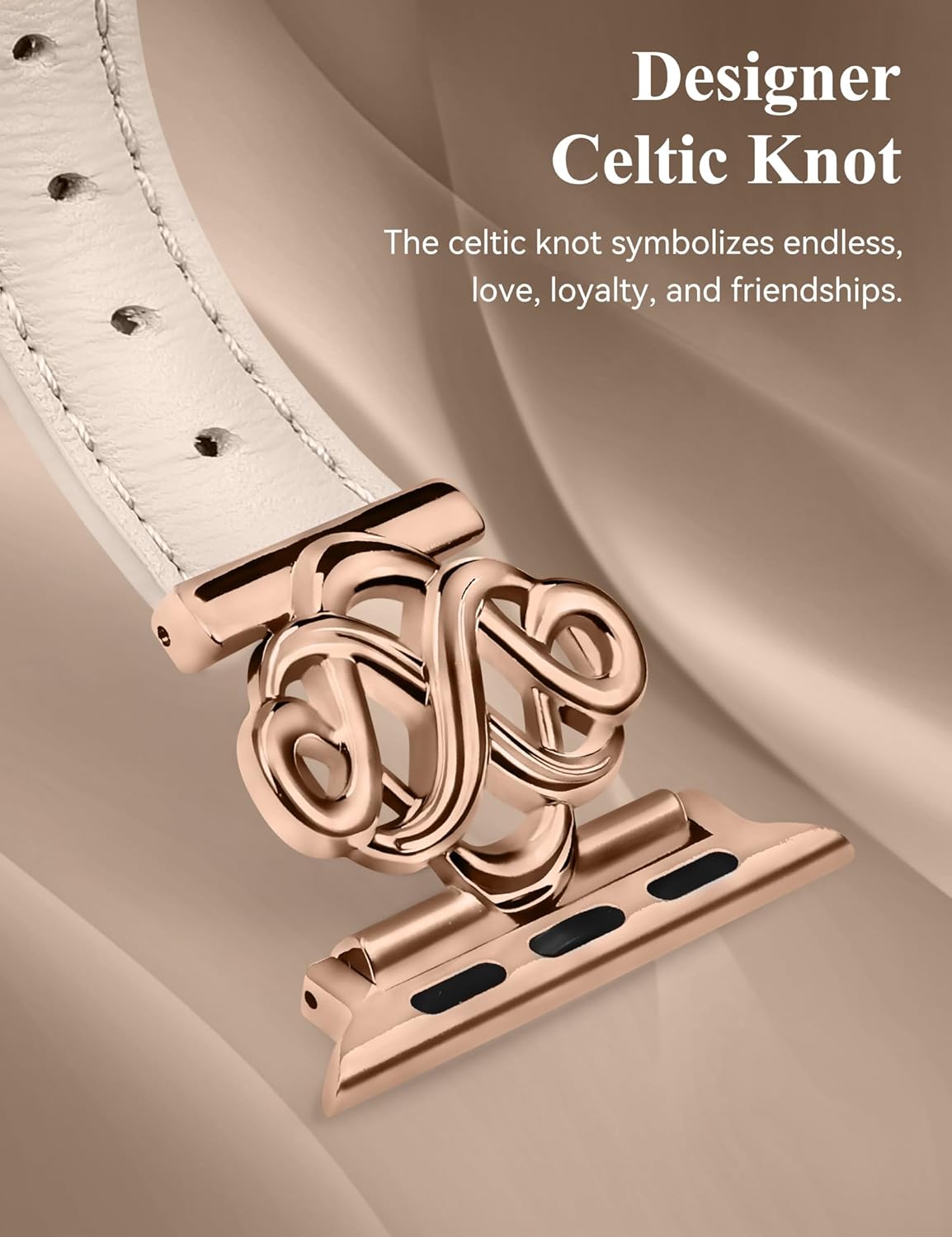 Wearlizer Slim Leather Band Compatible with Apple Watch Bands Women 38/40/41/42/44/45/46/49mm, Fancy Dressy Designer Thin Strap with Celtic Knot for iWatch Series 11 10 9 8 7 6 5 4 3 SE/Ultra 3 2 1 - Image 3