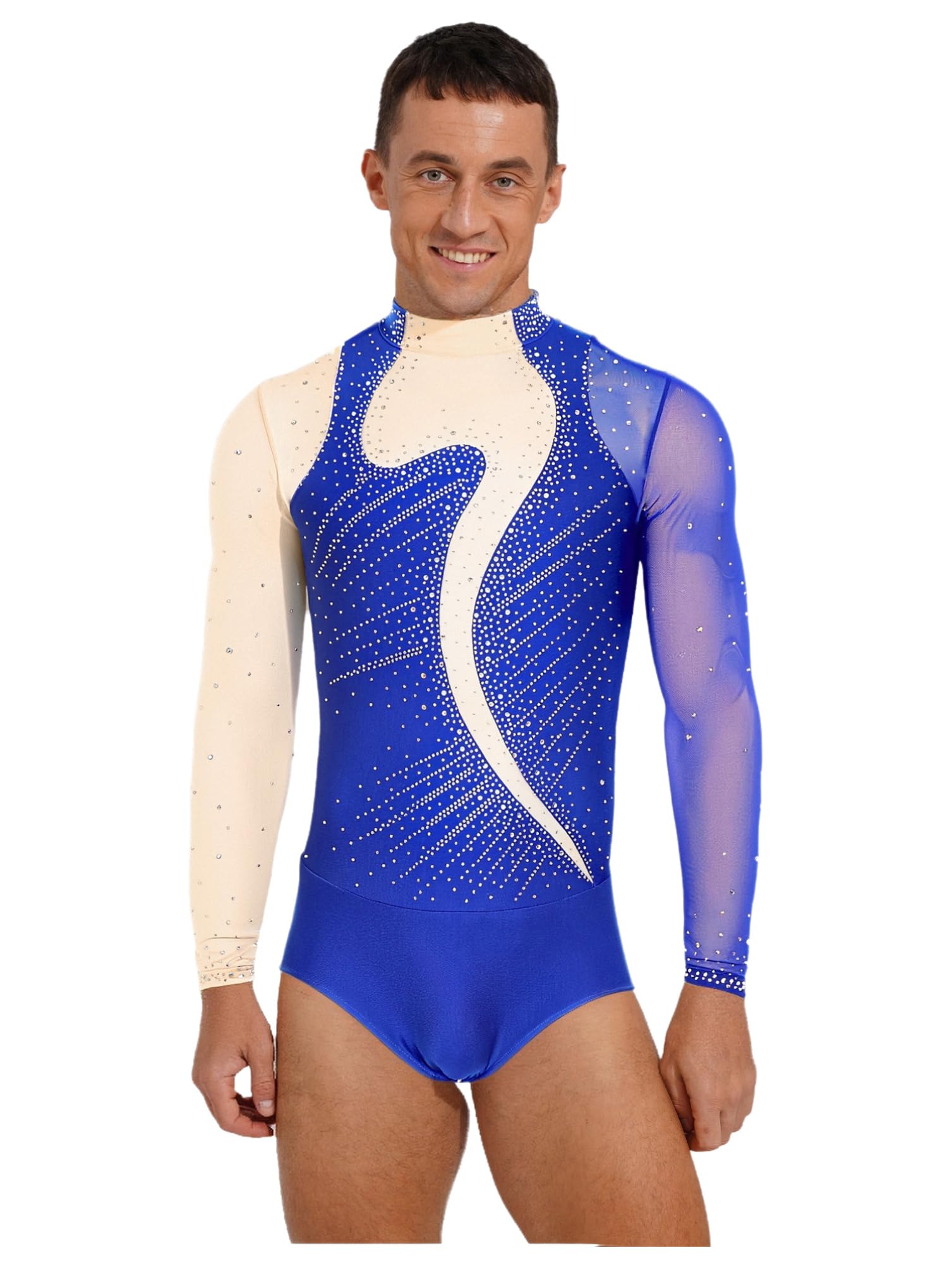 inhzoy Costume Hommes Danse Artistique Paillettes Strass Patinage Figure Ballet Gymnastique