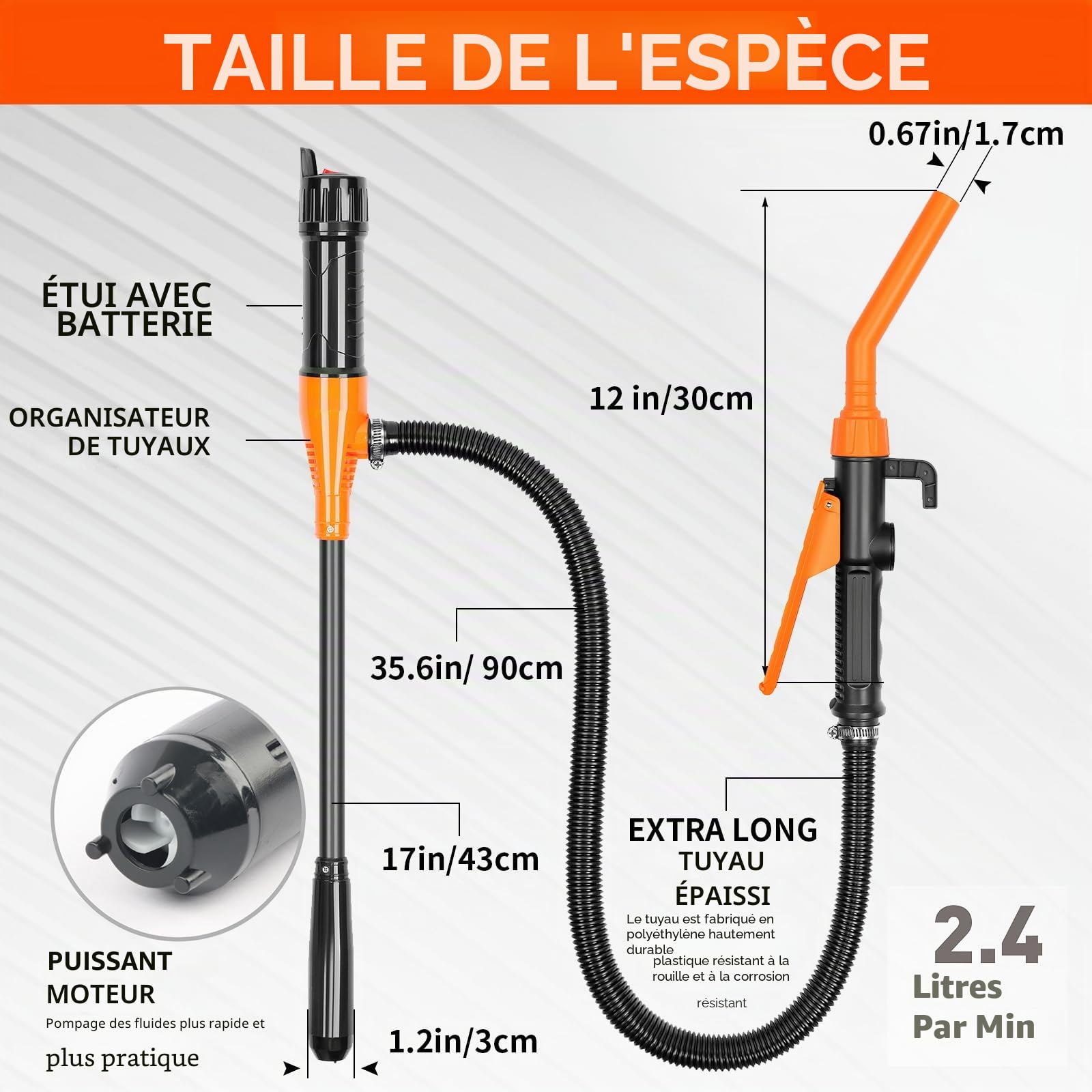 Pompe De Transfert De Liquide Alimentée, GuKKK Pompe de Transfert Portable, Pompe à Siphon électrique à Piles, Pompe Diesel, Pompe de Transfert de Liquide, Pompe de Transfert d'essence