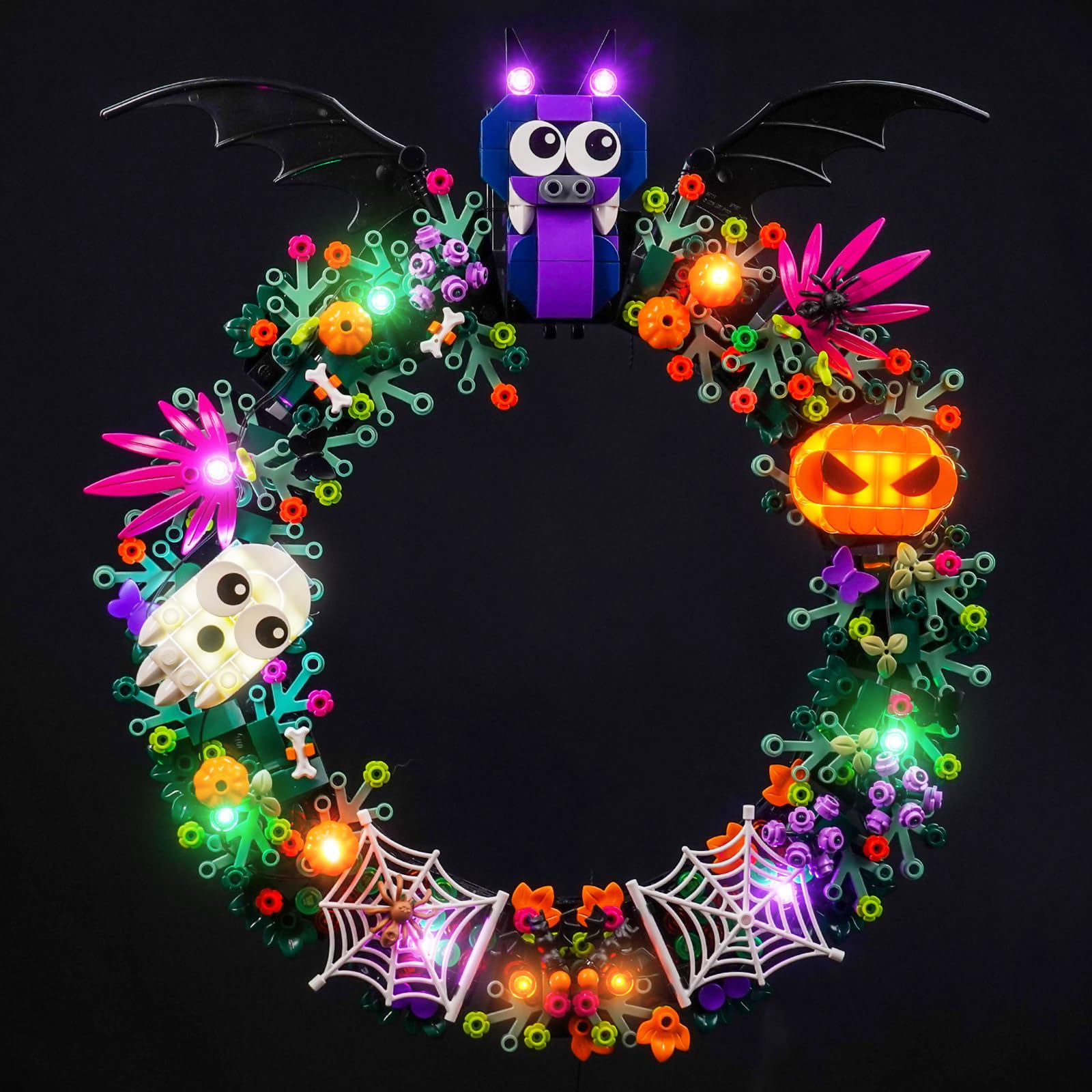 LocoLee Customized Version Led Light Set Compatible with Lego 40825 Halloween Wreath Led Decoration Lighting Kit Compatible with Lego 40825 Building Blocks Model,Only Lights Set,No Model