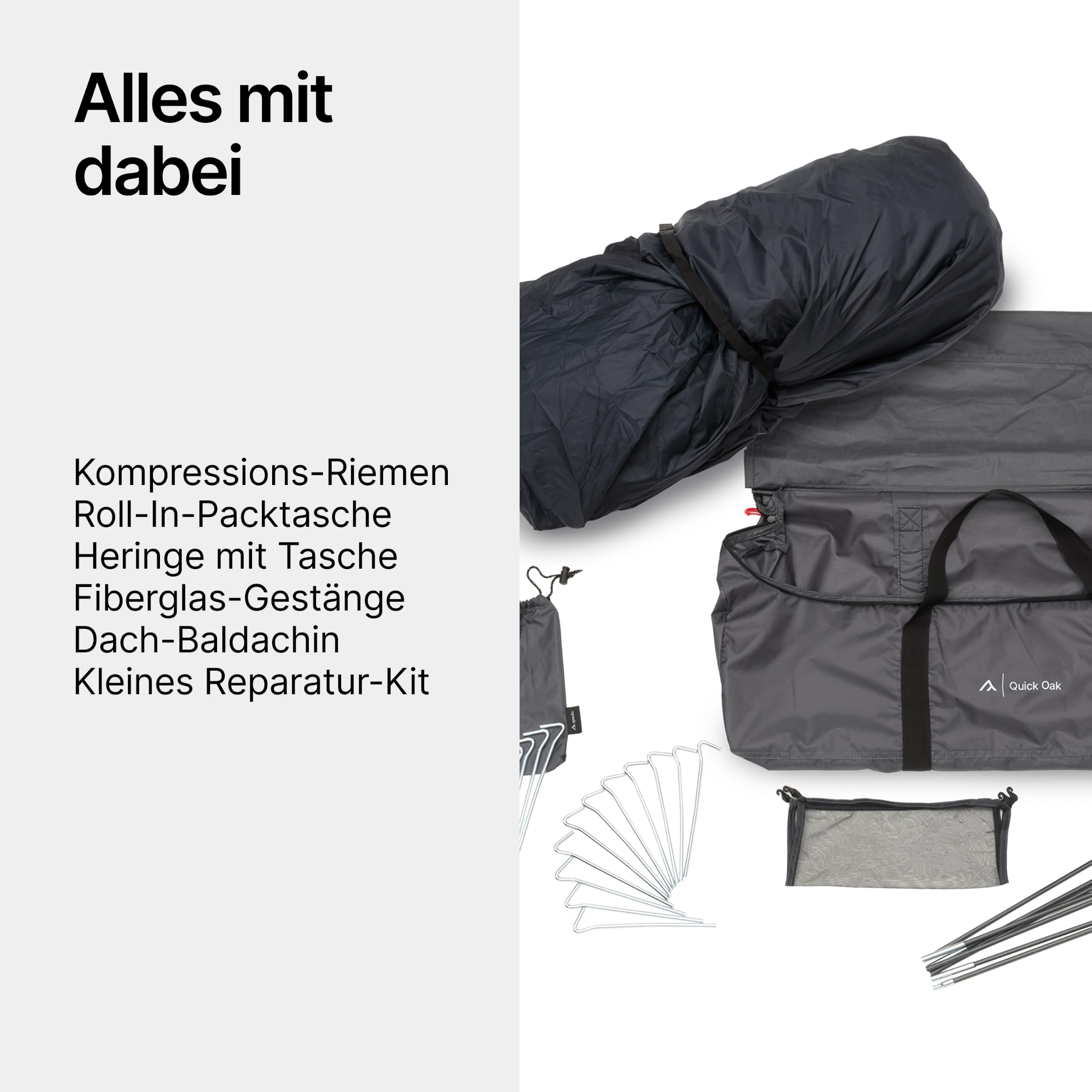 qeedo Quick Oak Campingzelt - Sekundenzelt mit innovativem Quick-Up-System, stabil & wasserdicht, ideal für Camping & Festival, Komfort-Zelt für bis zu 3 Personen, mit Vorraum & Moskitonetz aus Mesh