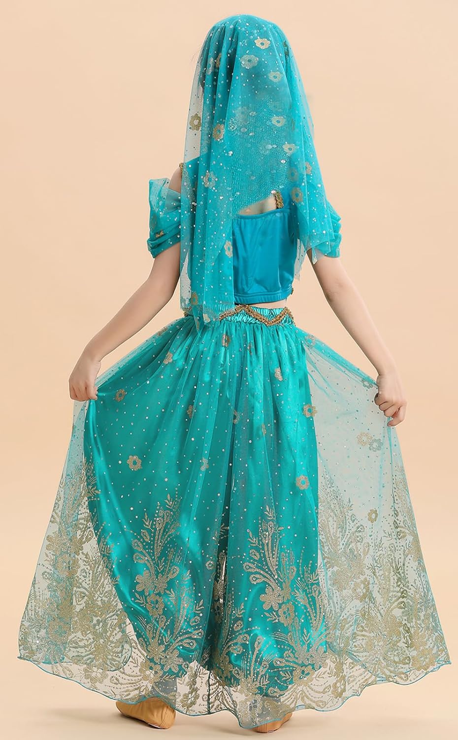 ORIDOOR Girls Princess Jasmine Makeup Girl Halloween Dress up Belly Dance Costume