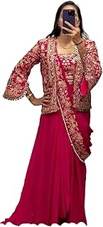 infloura Saree For Women's And Girls Heavy Chinon Ready to Wear Saree With Embroidery Cording Work Koti