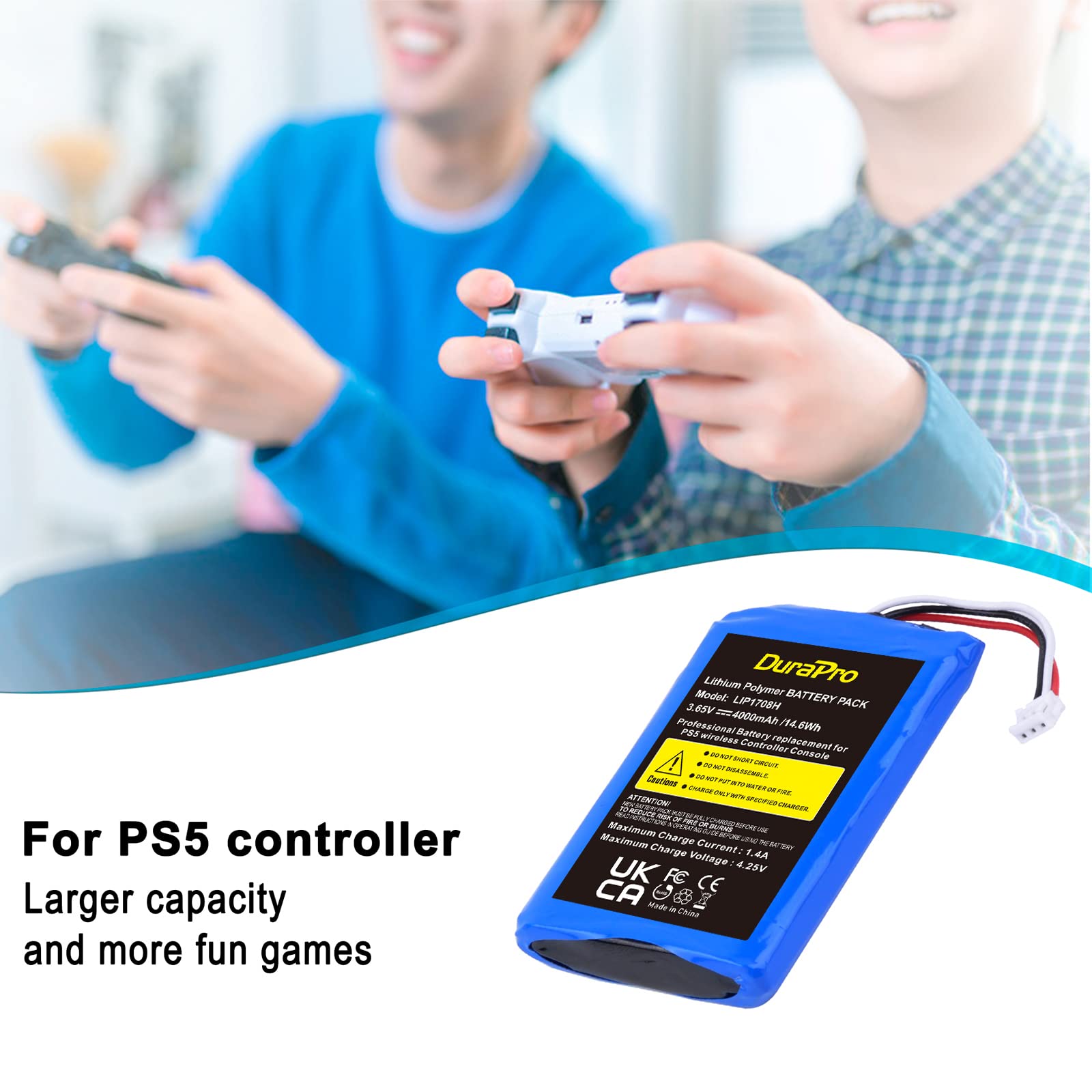 DuraPro Batteria 4000 mAh LIP1078 per Sony PS5 PlayStation 5 DualSense Wireless Controller