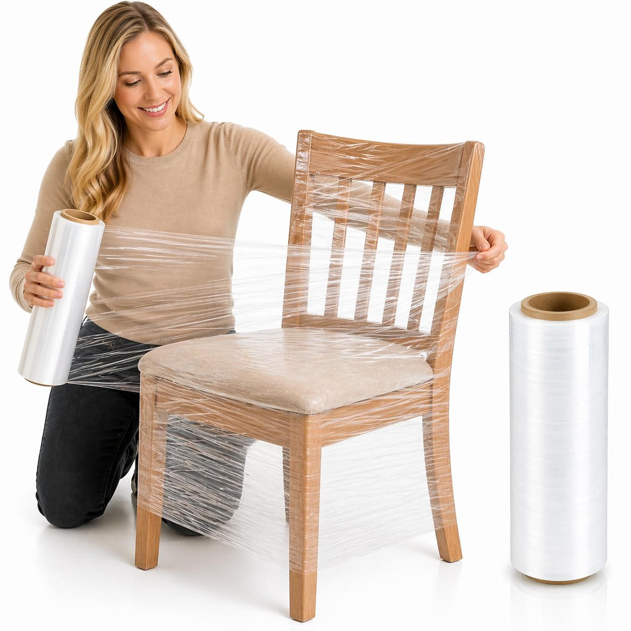 Stretchfolie Transparent 6 Rollen, 50 cm x 230 m, Wickelfolie für Umzug, Möbel, Lager und Palettensicherung (6 x 2.3 kg, 23µm)
