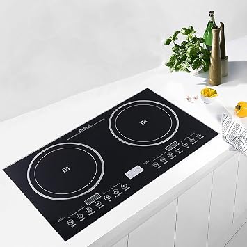 Double Induction Cooktop, 2600W 110V Built in Dual Induction Cooker Cooktop Countertop Portable Induction Cooker with 8 Gear Firepower Hot Plates for Cooking Induction Electric Burners for Stove Top