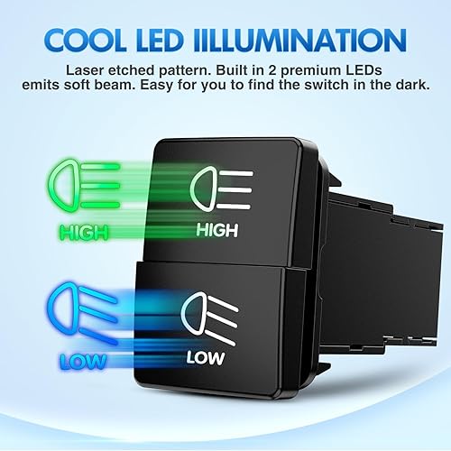 Miniatura 34 de Nilight Interruptor de botón de encendido y apagado de 12 V con kit de cable conector, 1.28 x 0.87 pulgadas, repuesto para Toyota Sequoia Highlander