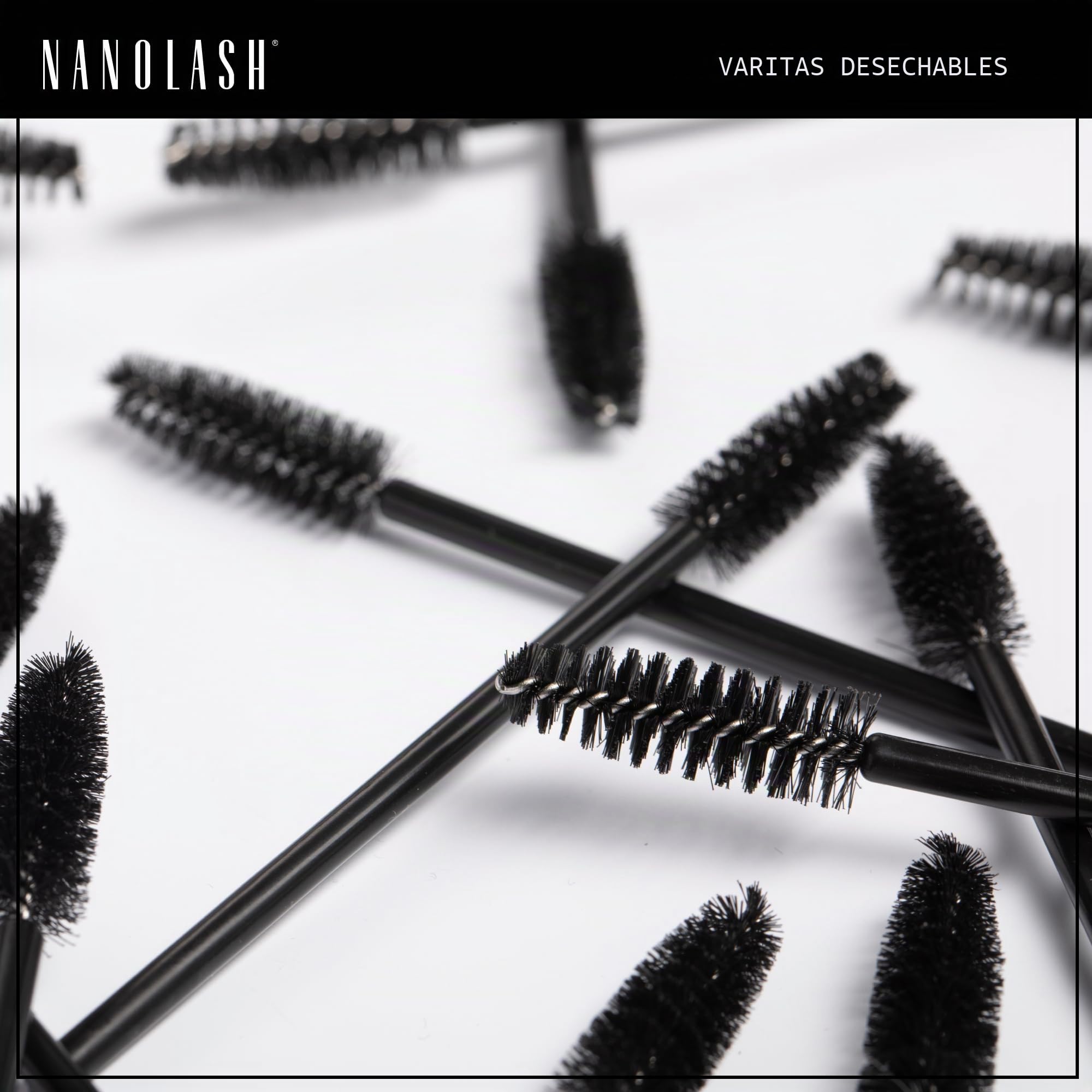 Nanolash Desechables Cepillos para Pestañas y Cejas 50 Piezas