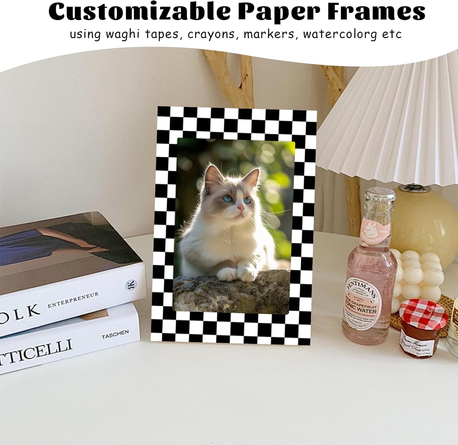 JMUQ 100 Pack Paper Picture Frames 4x6, White Picture Frames Cardboard Pictures Frame with Easel, Bulk Paper Pictures Frame for Wedding, Graduation, DIY Classroom Crafts