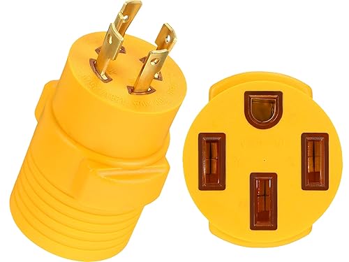 Adaptador de generador RV compatible con NEMA L14-30P a 14-50R 30 Amp a 50 Amp Generador de bloqueo giratorio de 4 clavijas resistente para RV