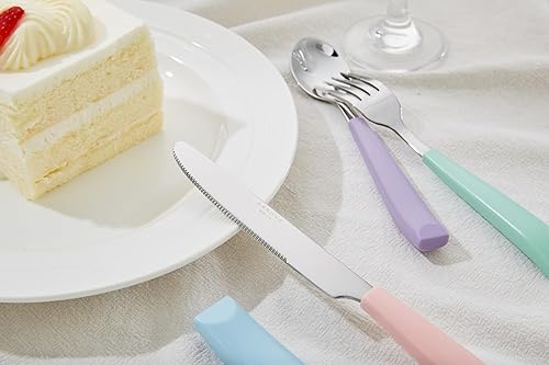 Miniatura 3 de ANNOVA Juego de cubiertos de acero inoxidable con mango de color pastel mixto