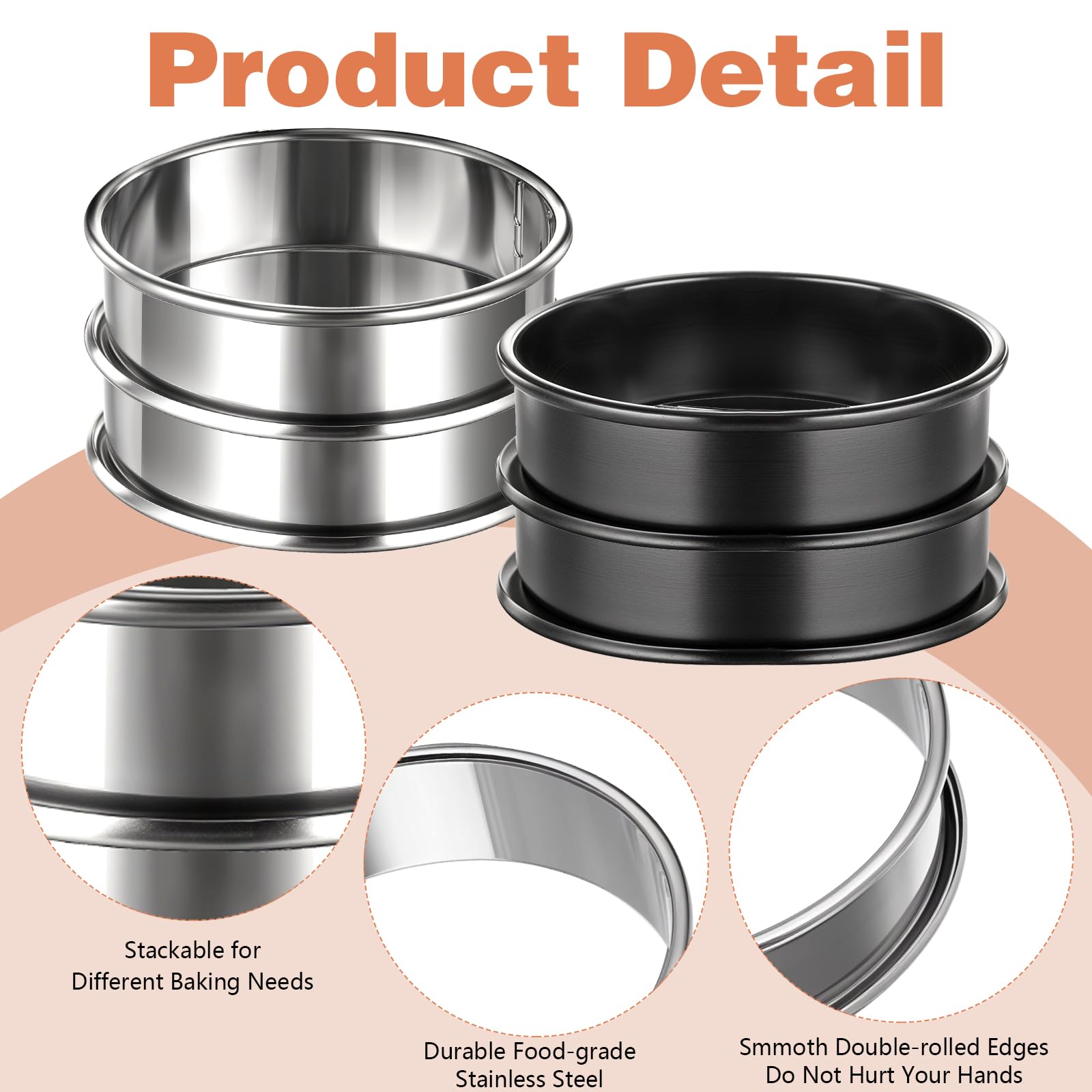 Set 4 Anelli Per Muffin Inglesi In Acciaio Inox - Antiaderenti, 8 Cm, Per Torte, Biscotti E Uova - Oruola
