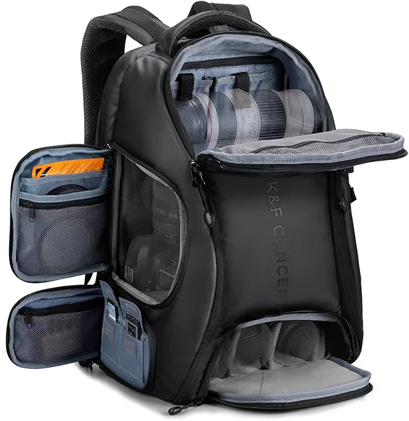 K&F Concept Camera Backpack,25L Large Capacity Camera Bag for Photographers with Raincover and 15.6 Inch Laptop Compartment Compatible for Canon/Nikon/Sony/DJI Mavic Drone