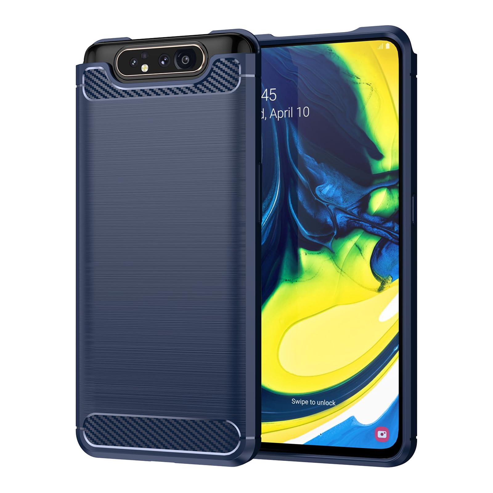 Case for Samsung A80 Galaxy A80 SM-A8050,Carbon Fiber Phone Case Soft TPU Anti-Slip Durable Lightweight,Protective Phone Cover for Samsung Galaxy A80,Blue