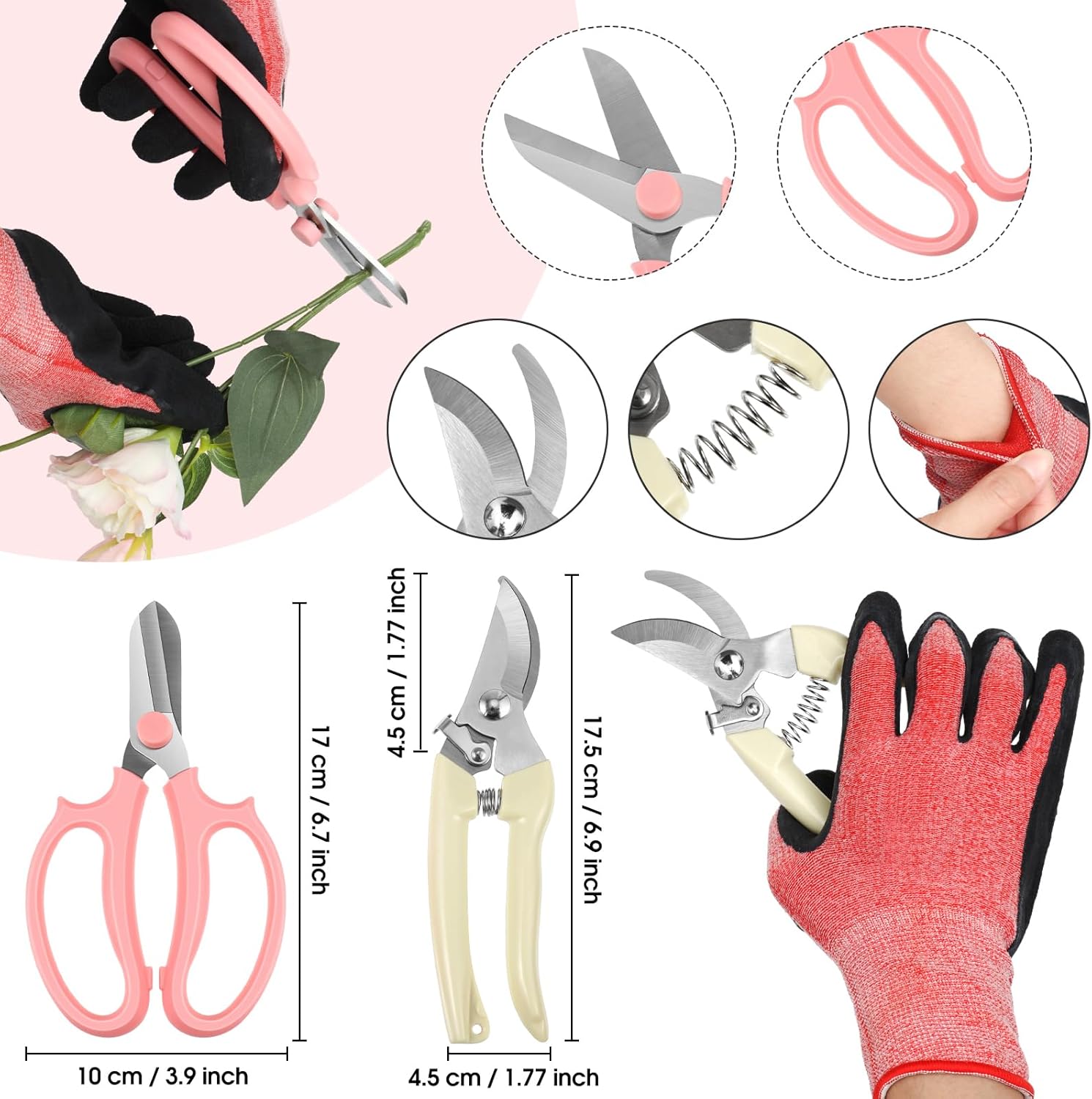 WILLBOND 121 Pcs Floral Arrangement Tool Kit, Rose Thorn Remover Pruner Trimmer Gloves 22/26 Gauge Paddle Tie Stem Pearl Corsage Pin Pruning Shears, Florist Tool Gift for Women(Bright Color)