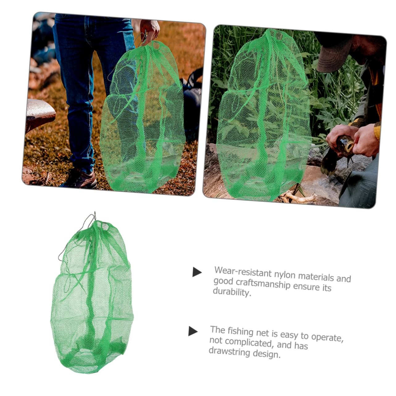Abaodam 3 Pièces Nylon Portable avec Cordon de Serrage Filet de Rangement pour Large de Long pour Activités de Plein Air