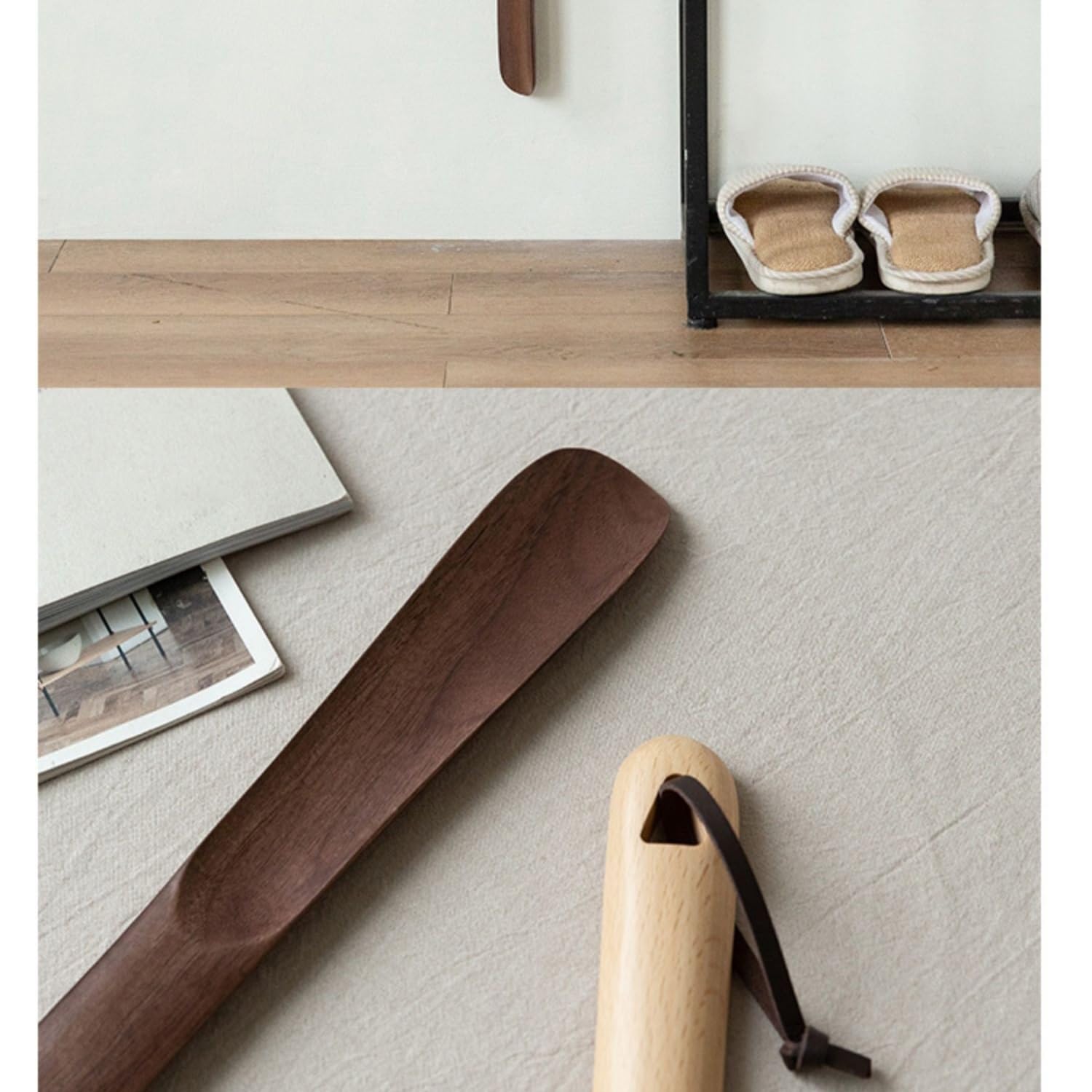 Calzascarpe Calzascarpe in legno massello con manico lungo, dispositivo di sollevamento for scarpe domestiche, aiuto for indossare le scarpe, estrazione delle scarpe, scivolo for l'ingresso delle scar
